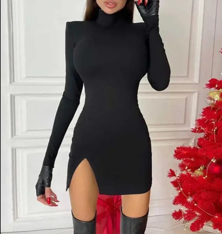 vestido, Vestido curto, Vestido de festa, vestidos, vestido feminino, vestido de inverno feminino, vestido elegante, vestido sensual, vestido preto, vestido fenda,